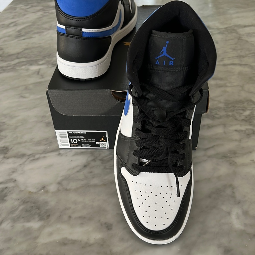 Air Jordan 1 Mid ~ White racer/ Blue-Black ~ Size 10.5 ~ excellent condition